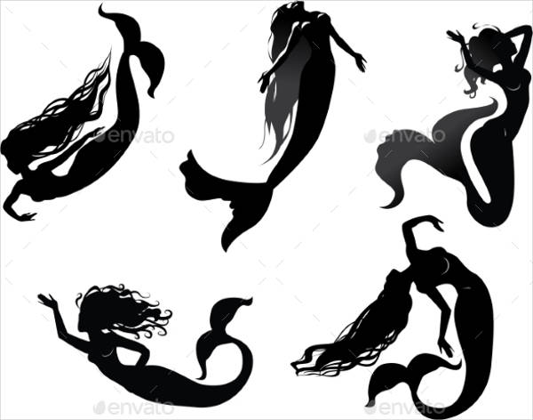 Young Mermaid Silhouettes