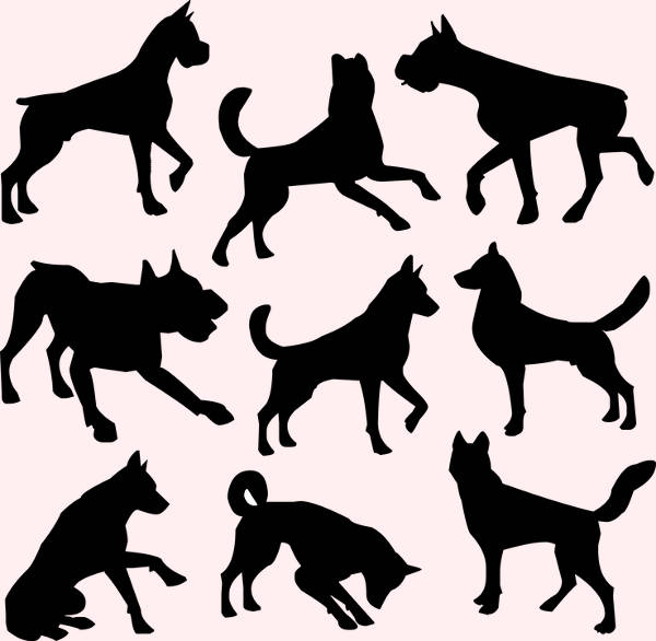 Highly Editable Dog Silhouettes