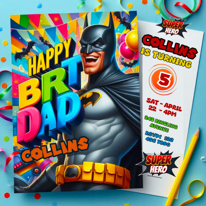 Batman Cartoon Party Invitation