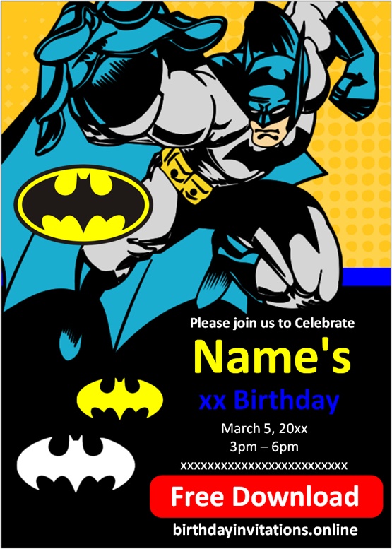 Birthday Batman Invitations