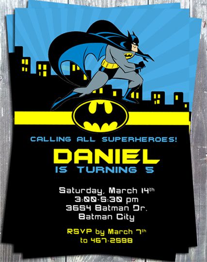 Supper Heroes Batman Party Printable Invitation