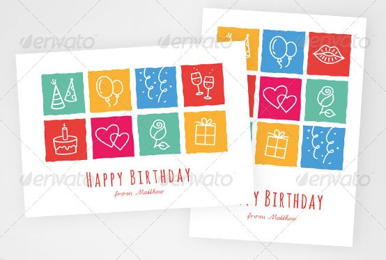 Birthday Greeting Card with Layout Variations