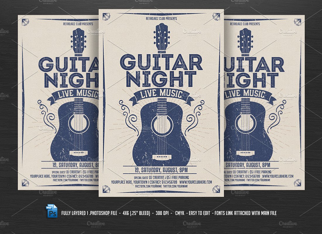 Guitar Night - Vintage Music Flyer