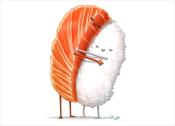 Loving Sushi Food Illustration