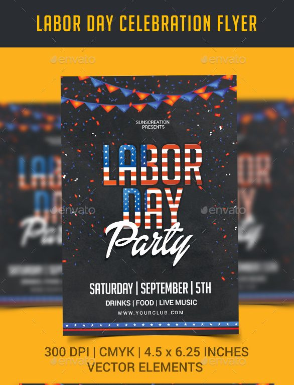 Labor Day Celebration Party Flyer Template