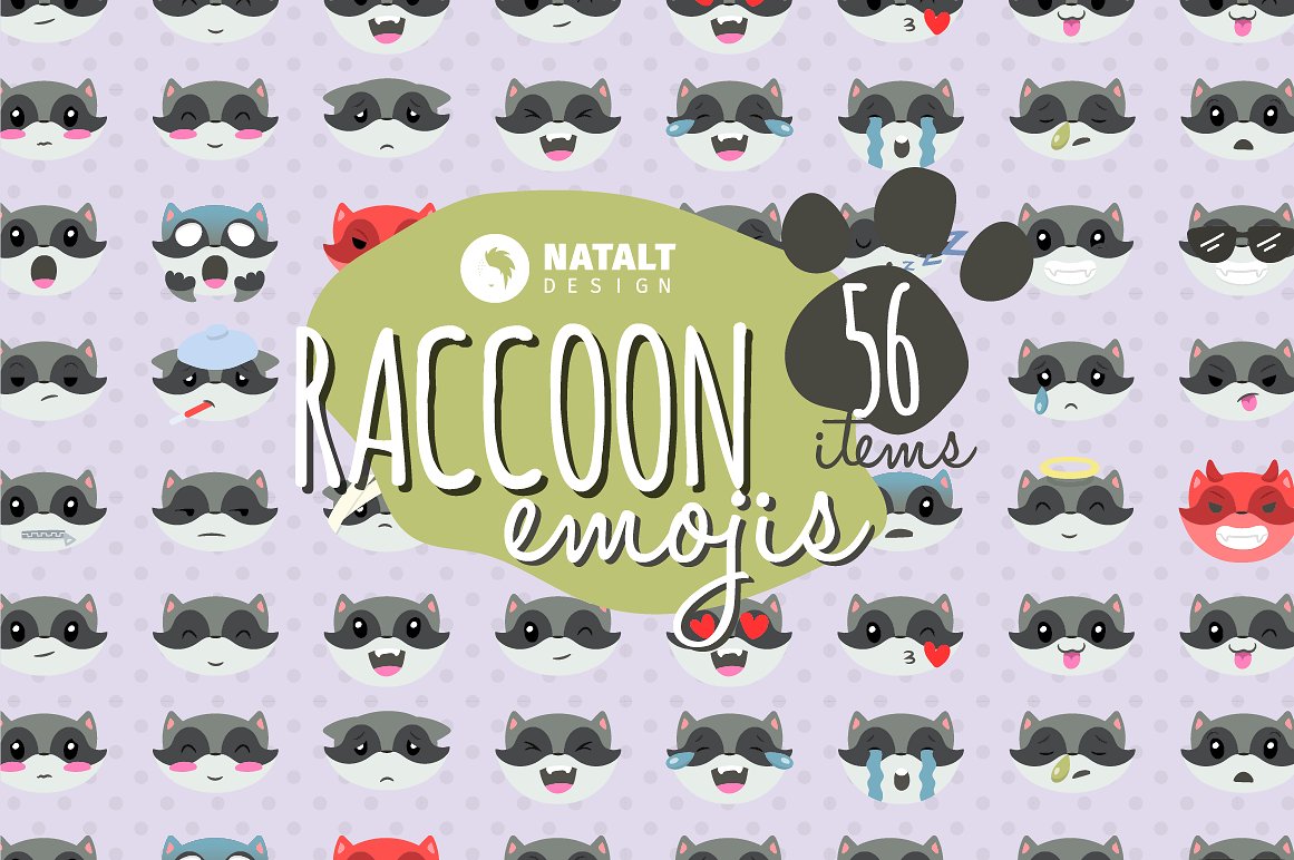 Raccoon Emoji Icons_1