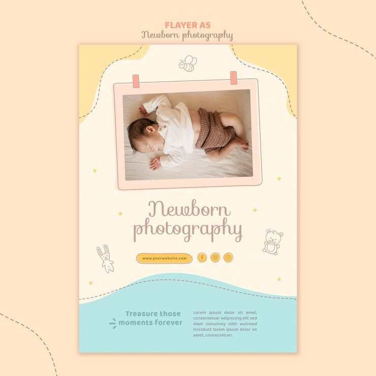 Top view Baby Sleeping Flyer Stationery Template