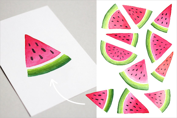 Watermelon in Watercolor Illustrations