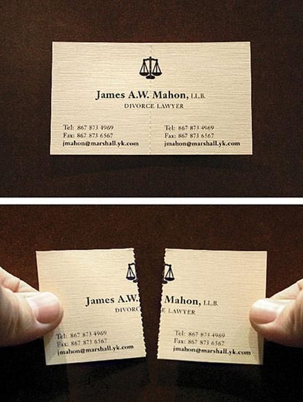 James A.W Mahon Divorce Laywer Perforated Busines Card