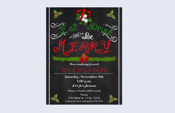 Chalkboard Holiday Party flyer