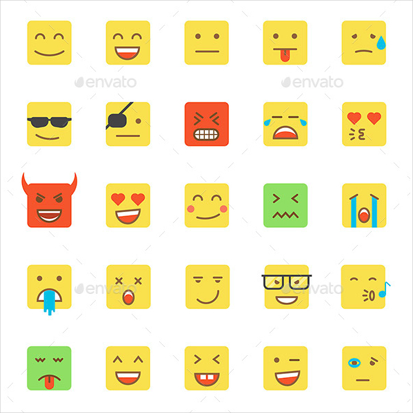 Flat Design Emoji Icons