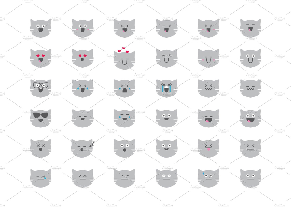 Kitty Cat Vector Emoji Icons