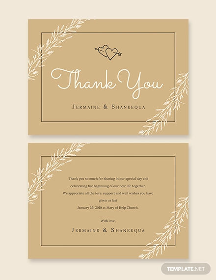 rustic thank you card template