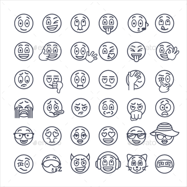 Thin Line Emoji Icons