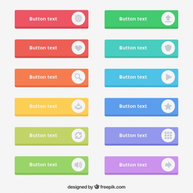 A Set of Colored Text Button Icons for Web and Interactive Designs