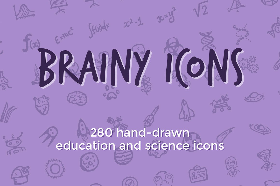 Brainy, Hand drawn Education and Science Icon Designs