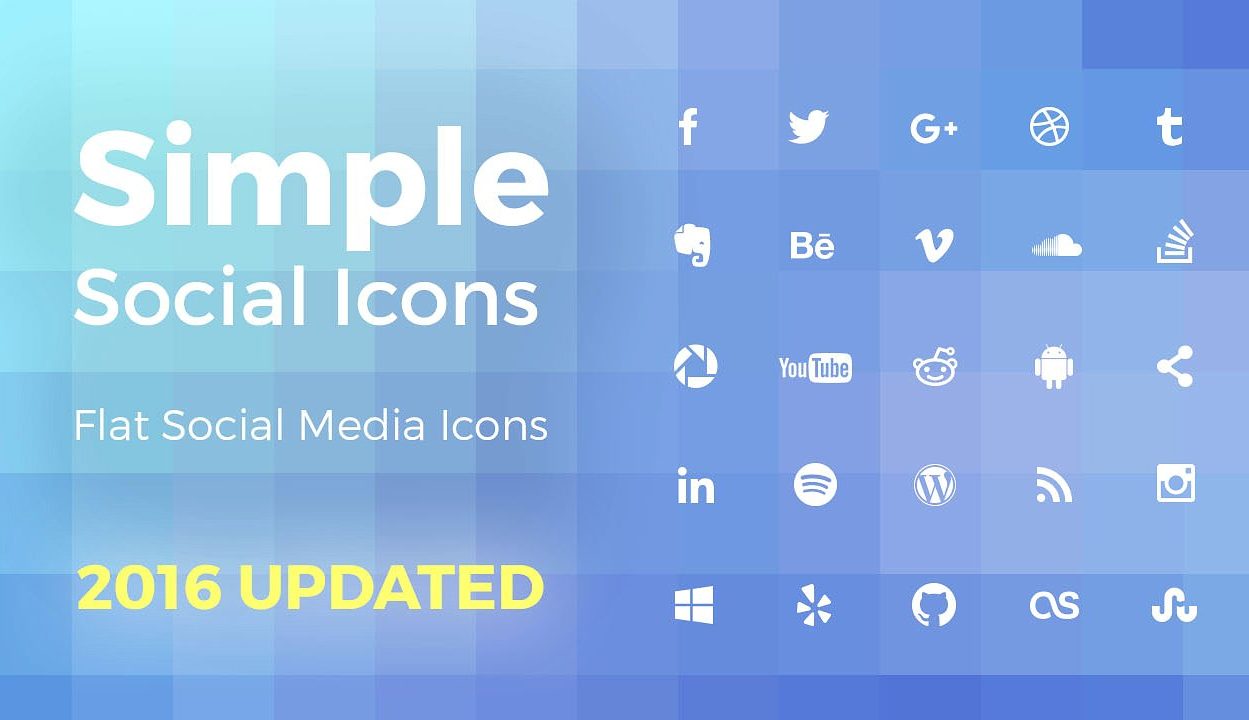Simple and Flat Social Media Icons: High Resolution Vector Shapes for Photoshop