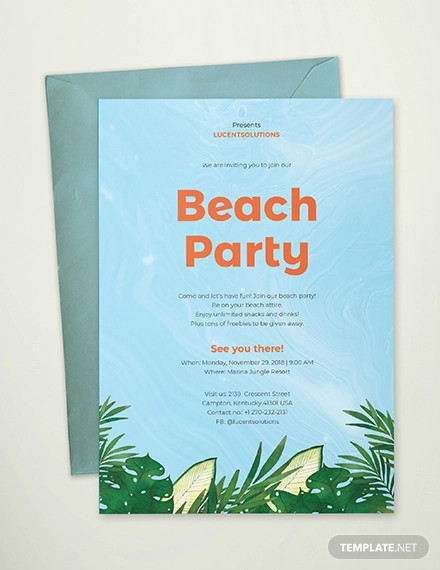 beach party invitation template