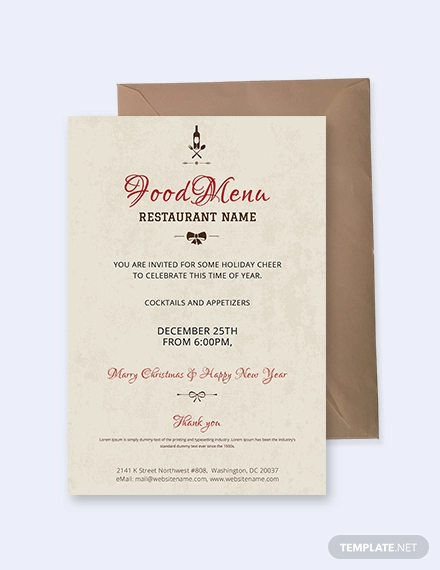 free christmas restaurant party invitation template